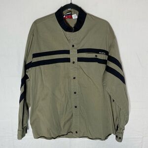 Vintage Mo Betta Tan W Black Western Casual Long Sleeve Button Up Shirt 17.5 Nk